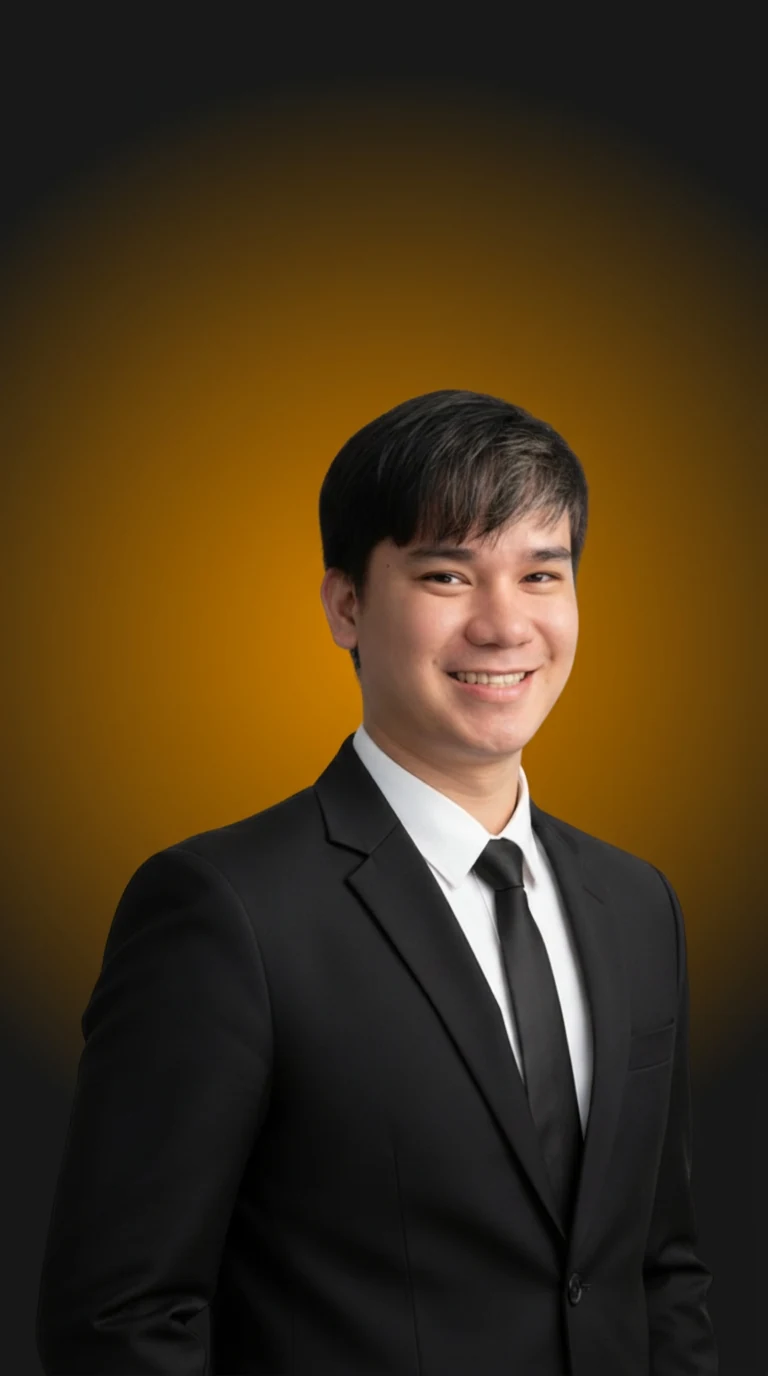 Carl Malon Cationg in a black suit and tie, smiling